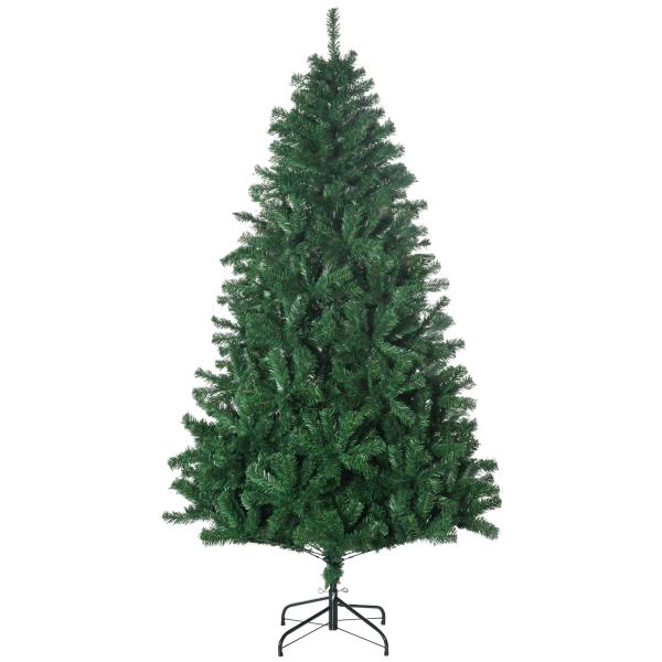 Árvore de Natal 180 cm com 1000 Ramos de PVC e Suporte de Aço Decoração de Natal para Interior Verde