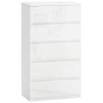 Cómoda com 5 Gavetas de Madeira Cómoda de Dormitório Cómoda Branca Estilo Moderno 55x33x80 cm Branco Brilhante