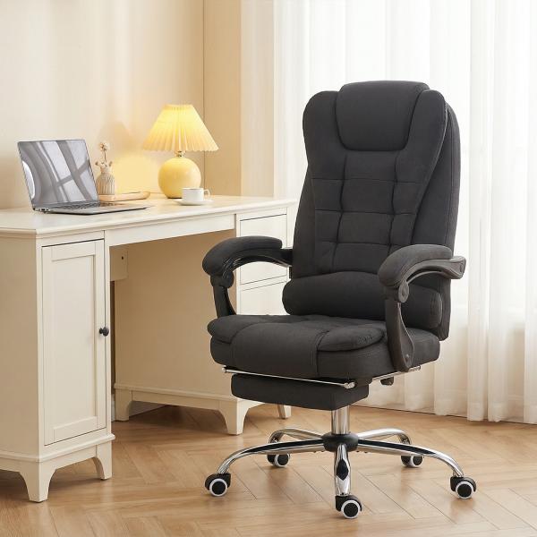 Cadeira de Escritório com 6 Pontos de Massagem Giratória com Encosto Reclinável 135º Função de Aquecimento 65x70x111 - 119 cm Preto