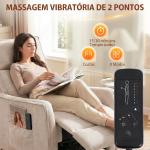 Poltrona de Massagem Reclinável com Apoio para Pés 2 Zonas de Massagem Assento com Molas Bolsos Estofamento em Linho Creme