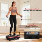 Plataforma Vibratória 99 Velocidades 3 Programas com Bluetooth Ecrã LED Luzes e Bandas Elásticas 47x32x12 cm Preto