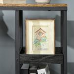 Mesa Auxiliar Industrial em Forma de C com Rodas Prateleiras Abertas e Estrutura de Aço 51x33x66 cm Marrom Escuro e Preto