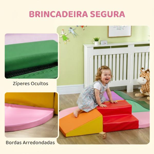 Conjunto de 6 Blocos de Espuma para Crianças de 18 - 36 Meses Brinquedo Educativo de Construção 150x100x24cm Multicor