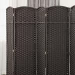 Biombo de 6 Painéis Separador de Ambientes Dobrável 240x1,6x170 cm para Sala de Estar Dormitório Escritório Marrom