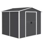Abrigo de Jardim 4,4 m² 240x206x198 cm Abrigo de Jardim com Porta de Correr e Fechadura Cinza Escuro