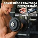 Conjunto de Halteres Ajustáveis Conjunto de Pesos 8x5kg 4x1,5kg e 2 Barras Total 50 kg Preto