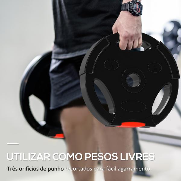 Conjunto de Discos de Pesos de 4 Peças Discos de Pesos 2x10 kg e 2x5 kg com Orifícios de 2,5 cm Preto