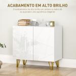 Aparador para Sala Aparador de Entrada com 2 Portas e Prateleiras Ajustáveis para Cozinha Sala 80x40x75 Branco Brilhante