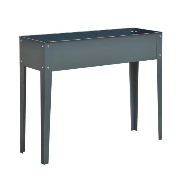 Floreira Elevada Mesa para Cultivo Retangular para Plantas Verduras e Flores com 3 Orifícios de Drenagem 100x30x80cm Cinza