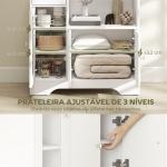Aparador Moderno com Porta de Vidro Gaveta Prateleira Aberta e Prateleiras Ajustáveis Móvel Auxiliar 80x30x82cm Branco