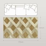 Tapete Sala de Estar 170x120 cm Tapete Lavável na Máquina de Lavar Pelo Curto Estilo Moderno Creme e Marrom Claro
