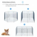 Parque para Animais de Estimação com 8 Paineis 63x91cm Cerca para Animais de Estimação com Porta com Trava para Jardim Pátio Exterior Prata