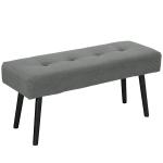 Banco de Pé de Cama Estofado em Bombazina com Assento Acolchoado, Design Capitoné e Pés de Aço para Quarto, Cinzento