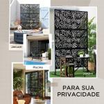 Biombo de 3 Peças Separador de Ambiente com Desenho em Ramos Biombo para Exterior 122x45x198 cm Preto