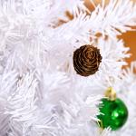 Árvore de Natal Artificial 150cm com 680 Ramos de PVC 48 Decorações Incluidas Decoração de Natal Φ85x150cm Branco