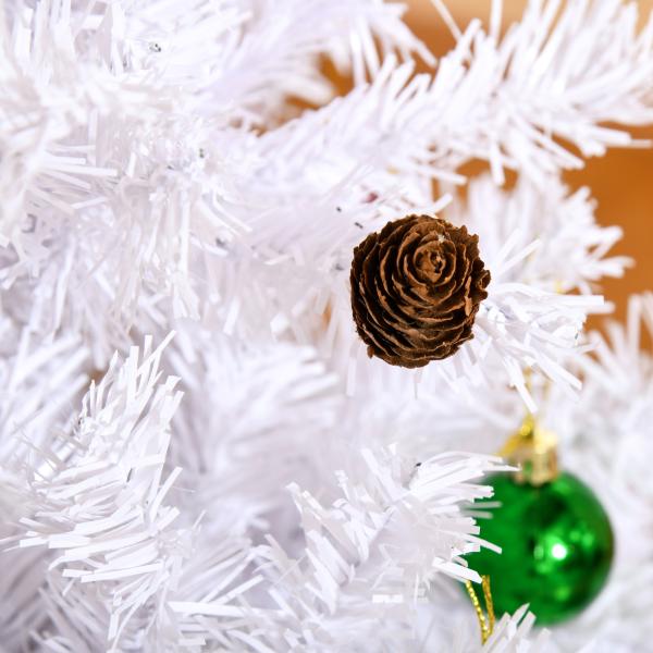 Árvore de Natal Artificial 150cm com 680 Ramos de PVC 48 Decorações Incluidas Decoração de Natal Φ85x150cm Branco