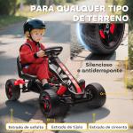Kart a Pedais para Crianças com Embraiagem Automática Travão e Rodas Antiderrapantes em EVA 100x59x60,5 cm Vermelho