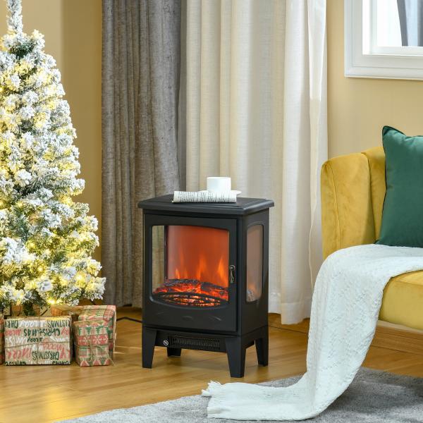 Lareira Elétrica 900W/1800W com Temperatura Ajustável e Proteção Sobreaquecimento para 20 - 25 ㎡ 39x26x54,8 cm Preto