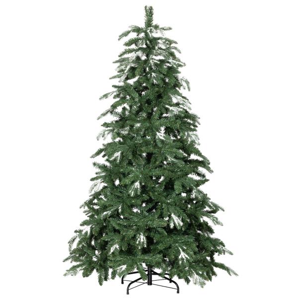 Árvore de Natal Artificial 180 cm Ramos Realistas com Efeito Neve Árvore de Natal com Suporte em Aço Base Dobrável Verde