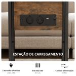Mesa Auxiliar para Sofá com Tampo Dobrável Estação de Carga e Pés Ajustáveis para Espaços Pequenos Madeira