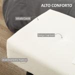 Banco de Pé de Cama em Bombazina com Assento Acolchoado, Design Capitoné e Pernas de Aço para Quarto Branco Creme