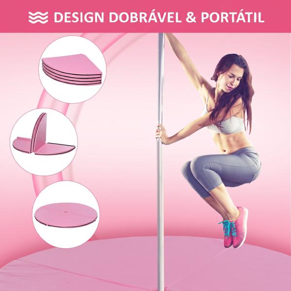 Tapete para Pole Dance Dobrável e Portátil Ø150x5 cm Rosa