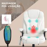 Cadeira de Massagem com 6 Pontos Reclinável até 130° com Função de Aquecimento Tecido em Borrego 67x74x107 - 116 cm Branco