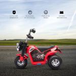 Motocicleta Elétrica Infantil com 3 Rodas Triciclo a Bateria 6V para Crianças de 18 - 36 Meses com Farol Buzina 72x57x56cm Vermelho