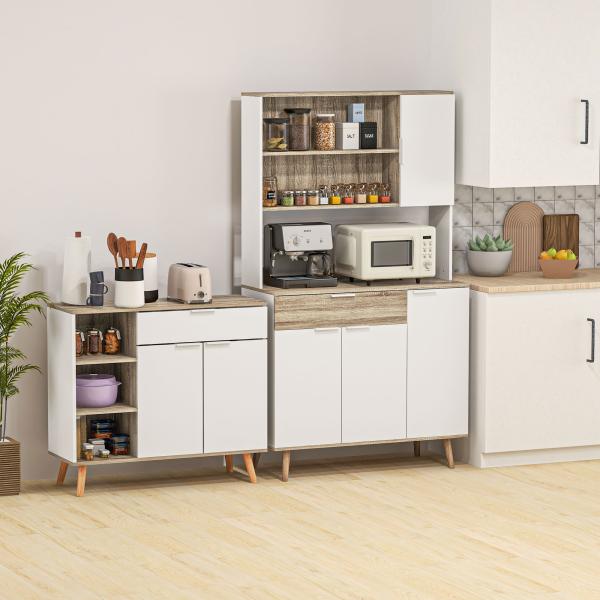 Aparador Branco para Sala de Estar com 1 Gaveta 2 Portas de Fechamento Suave e Prateleiras Ajustáveis 95x35x85 cm Madeira