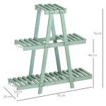 Suporte de Madeira para Plantas de 3 Níveis Prateleira Decorativa de Plantas para Interior Exterior 46x26x76cm Verde
