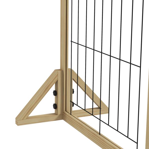 Barreira para Cães de Madeira Dobrável com 3 Painéis e Pés de Apoio Triangulares 210x44x70 cm Madeira