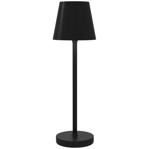Candeeiro de Mesa com Luzes LED Candeeiro de Mesa Sem Fios Recarregável por USB - C 3 Cores Ø11,2x36,5 cm Preto