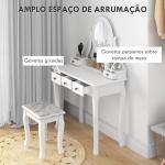 Toucador de Maquilhagem com Banco MDF e Madeira Maciça 80x40x140cm Branco