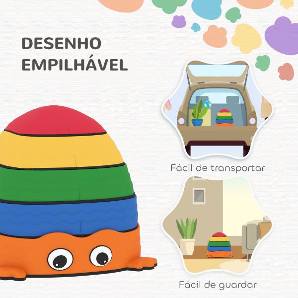 Conjunto de Pedras de Equilíbrio Empilháveis para Crianças de 5 Peças com Forma de Rã e Antiderrapantes Multicolor