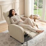 Poltrona Relax Reclinável até 155° Poltrona Reclinável Manual para Pessoas com Altura Inferior 195 cm 67x87x98 cm Bege