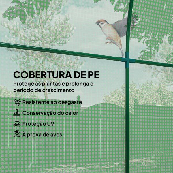 Estufa de Jardim 180x180x200 cm Estufa Tipo Túnel Pequena com Porta Enrolável e Janela de Malha para Cultivar Plantas Flores Verde