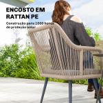 Conjunto de 2 Cadeiras de Jardim Exterior em Vime com Almofadas Apoios de Braço e Estrutura de Aço 54x65x80 cm Cinza