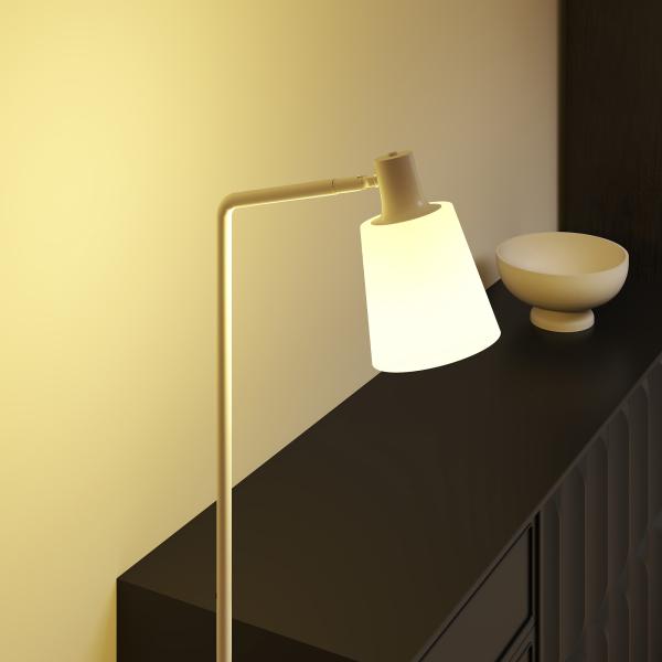 Candeeiro de Pé LED Regulável com Ecrã Giratório 350° 3 Temperaturas de Cor 3000K/4000K/6500K 45x21x148 cm Branco