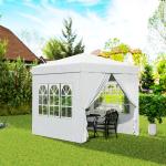 Tenda Dobrável Pop - Up 248x248x270 cm com 4 Paredes Laterais Anti - UV Altura Ajustável e Bolsa de Transporte Branco