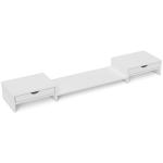 Suporte para Monitor com Ângulo e Comprimento Ajustável e 2 Gavetas para Escritório 60 - 116x22x12 cm Branco