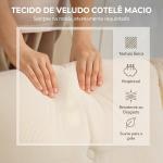 Sofá Chaise Longue Reversível de 3 Lugares Estofado em Veludo Estrutura de Aço Para Salas Pequenas Creme