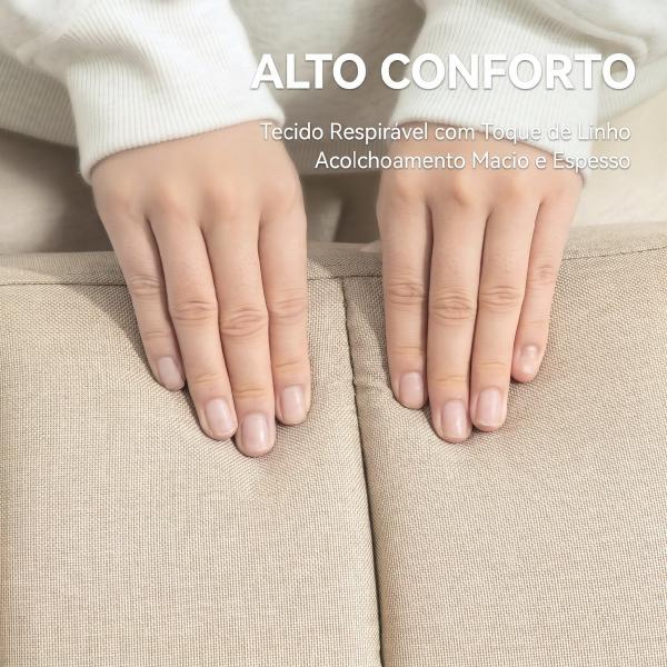 Sofá - cama de 2 Lugares em Linho Sintético com Encosto Ajustável e Braços Desmontáveis 173x75x73 cm Bege