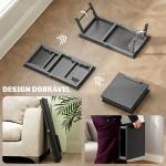 Mesa Reclinável para Cama e Sofá, Tabuleiro Dobrável com Gaveta Lateral para Computador Portátil e Livros, Cinco Alturas, Preto
