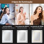 Tocador de Maquilhagem com Luzes LED de Cor Ajustável e Espelho Tocador com Lateral Rebatível Gaveta 45x45x152 cm Branco