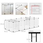 Recinto para Animais de Estimação DIY com 20 Painéis Parque para Pequenos Animais Modular 175x70x45 cm Translúcido