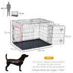 Gaiola para Cães Pequenos Gaiola para Animal de Estimação Dobrável com 2 Portas Alça de Transporte Bandeja Removível Aço 106x71x76cm Preto
