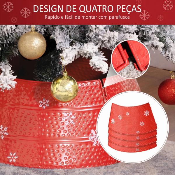 Saia Metálica Impermeável para Árvore de Natal 66x66x23 cm Vermelho
