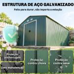 Abrigo de Jardim Metálico 340x386x200cm Abrigo para Armazenamento de Ferramentas com Base de Reforço Incluida Verde