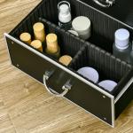 Mala de Maquilhagem Professional com Rodas 6 Gavetas Extensíveis Fechadura 2 Chaves e Alça Retrátil 36x23x58cm Preto
