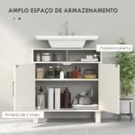 Móvel debaixo de Lavatório com Prateleira Ajustável para Lavatórios sem Pé 60x30x63 cm Branco Creme